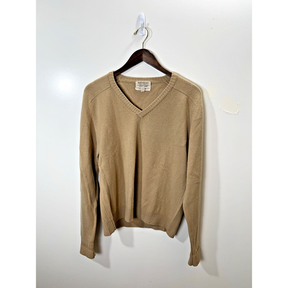 YSL VTG Women's Wool Cashmere V-Neck Sweater Size XL Brown Old Money Minimalist - Picture 1 of 7